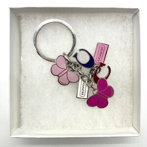 COACH Bag Charm Key Chain, NWOT, Butterflies, Signature Print